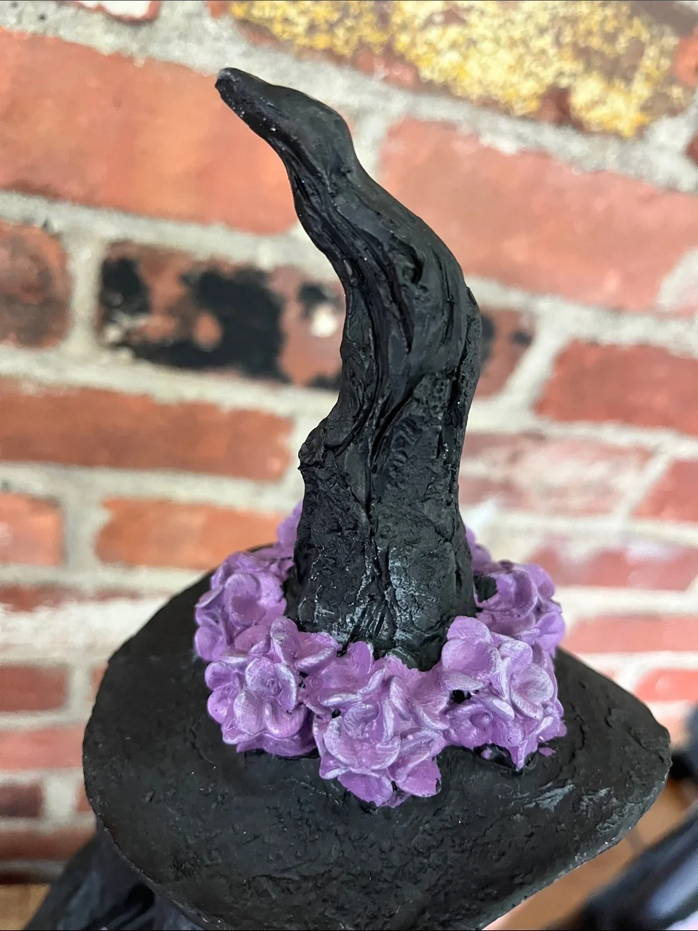 Tahari Black Witch Figurine with Purple Hat Accent